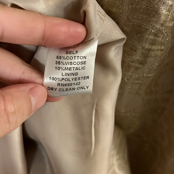 NWT London Times Champagne White Gold Metallic Shiny Circle Embossed Dress 4 - Picture 11 of 11